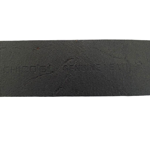 Chico’s Genuine Leather Womens Belt Black Leather Silver Colored Accents 33-40” - Picture 9 of 13